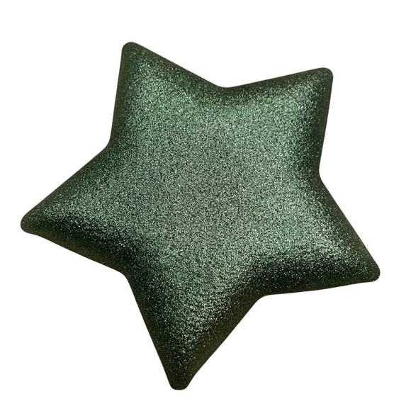 Akcam Green Glitter Star Shaped Glass Christmas Appetizer Plates 7" Set of 4 New - Picture 6 of 13